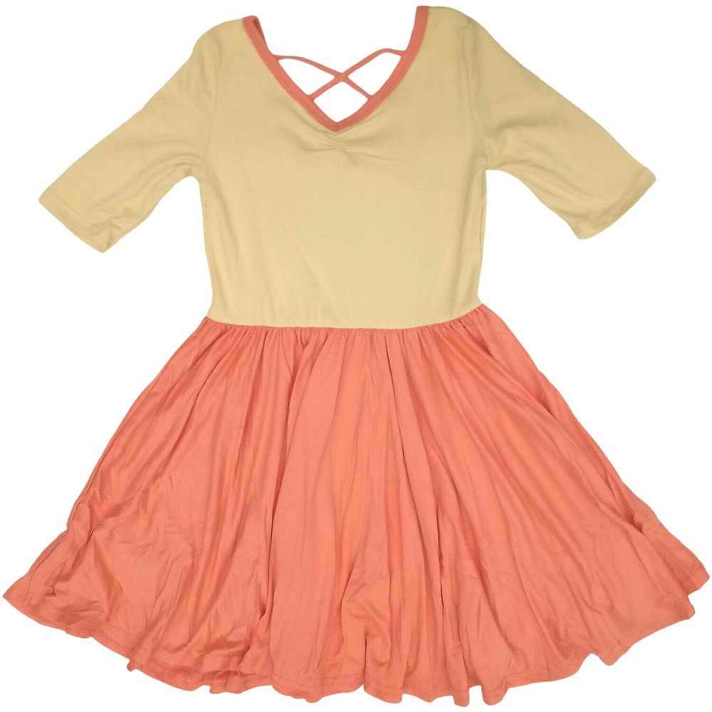 Dot Smile Girls 5 6 Solid Color Block Orange Yellow Soft Ballerina‎ Twirl Dress